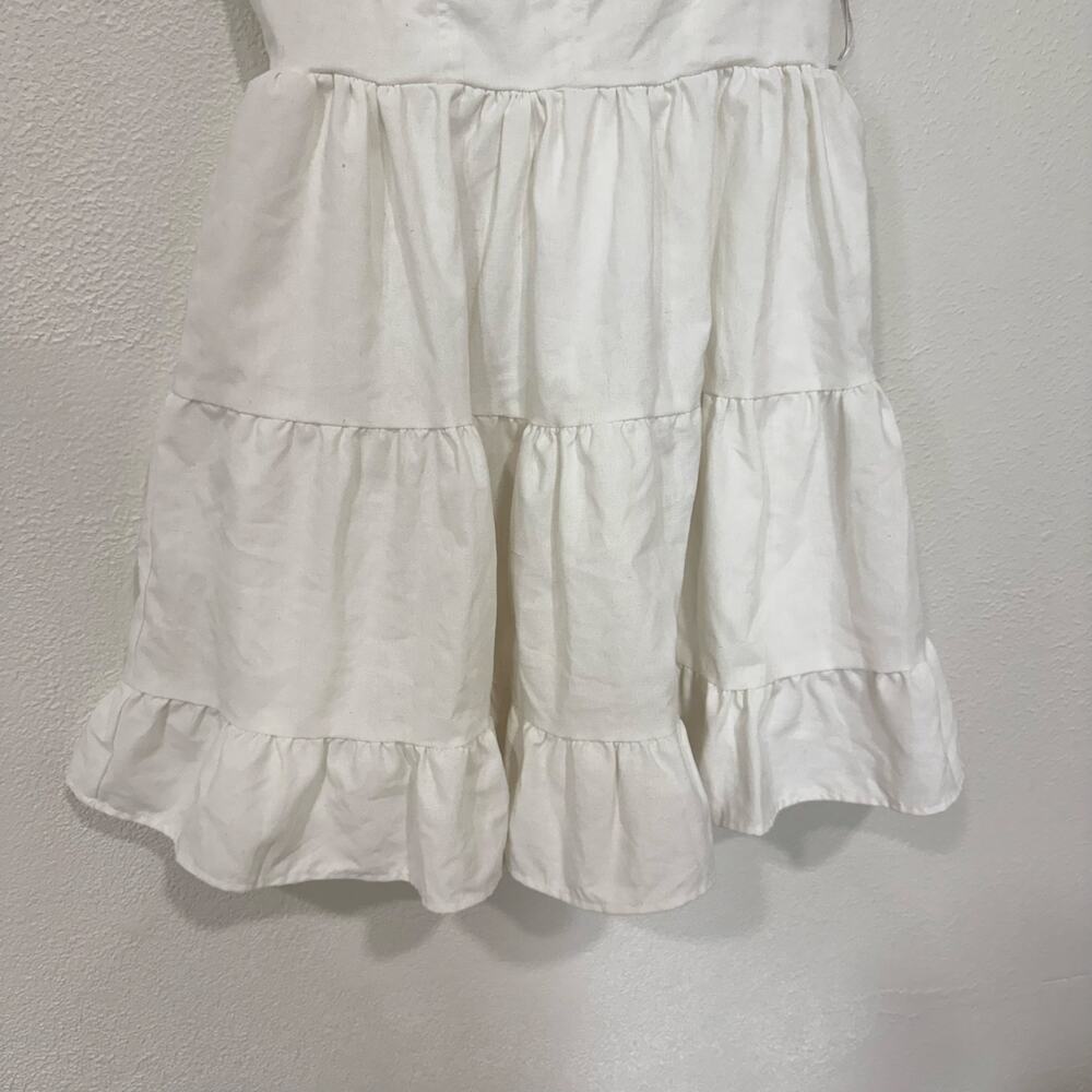 Lulus Tier-ly Delightful White Tie-Strap Tiered Bustier Mini Dress Size Small - Picture 9 of 12